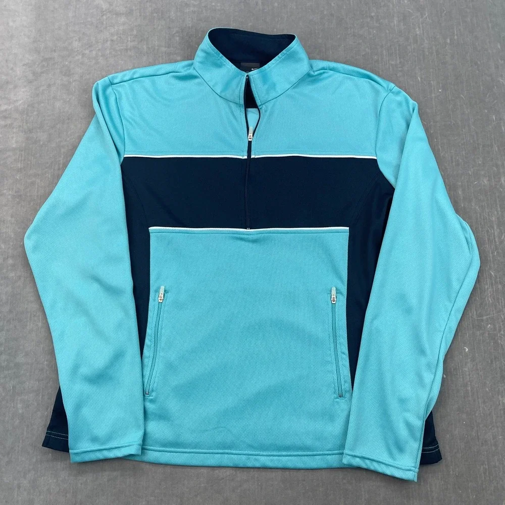 Nike Youth XL Turquoise Navy Blue Dri-FIT Quarter-Zip Pullover‎ Jacket
